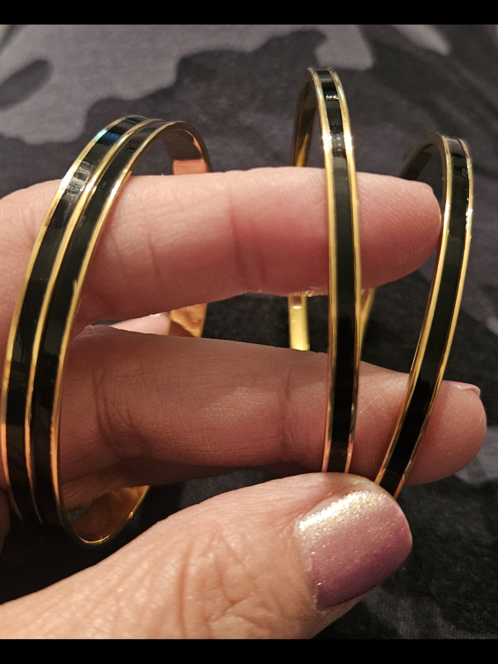 SET OF 3 Monet Gold and Black Enamel Bangle Set